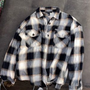 Rue 21 Black/tan/white flannel long sleeve